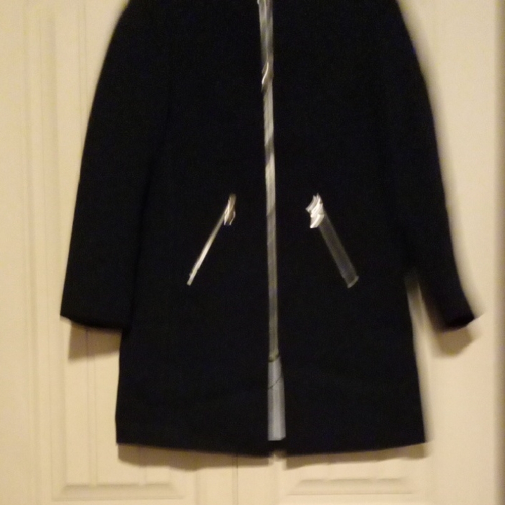 Tahari Black Trench Coat with Silver Accents